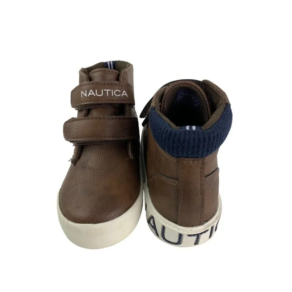 Size 9 Little Kids Nautica Brown Chukka Boots‎ Hook and Loop Closure